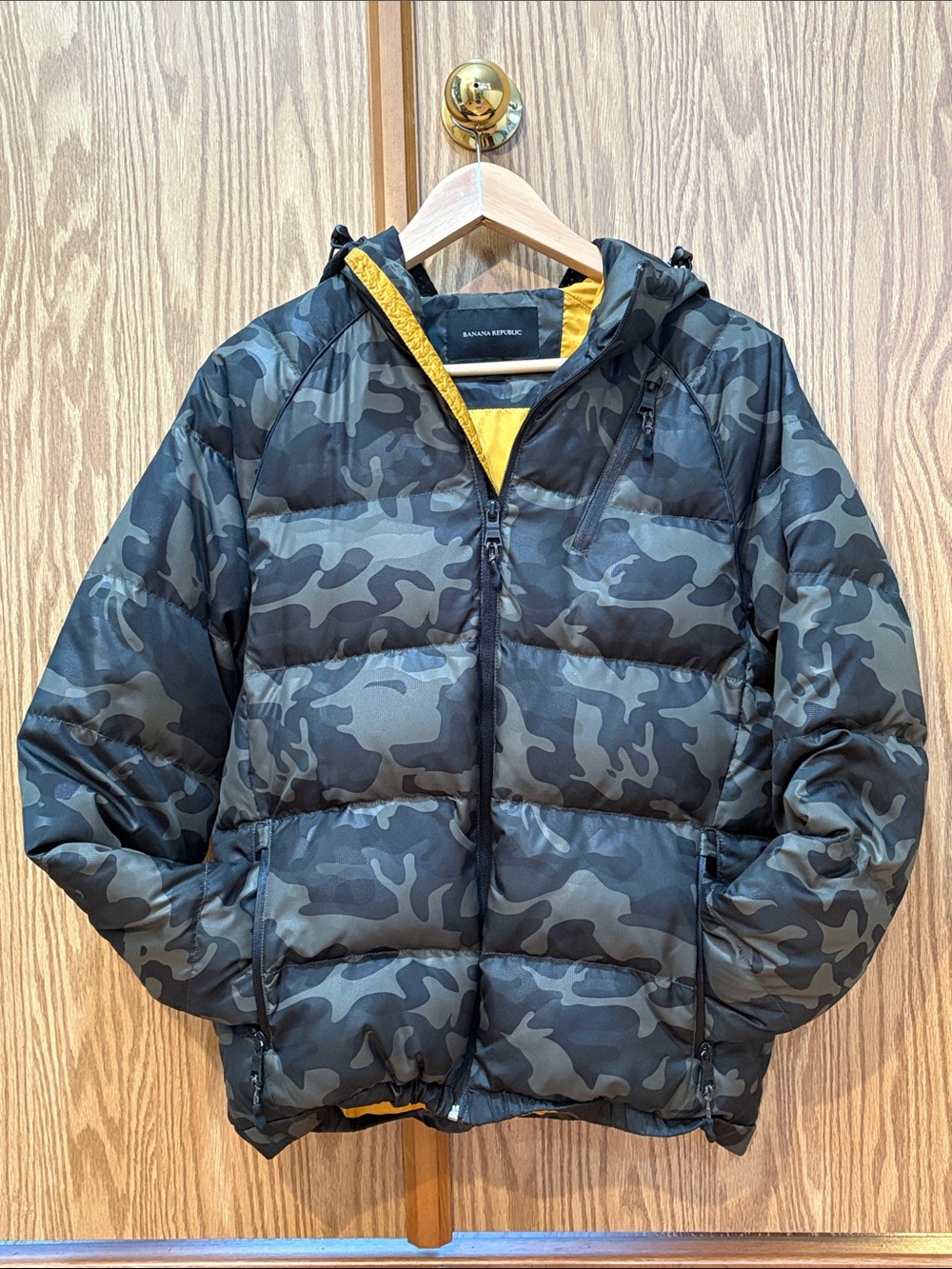 Banana Republic Camouflage Jacket with Mustard Yellow Lining